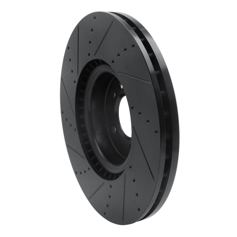 R1 18-25 Land Rover Range Rover Front Right Drilled & Slotted Black Brake Rotor