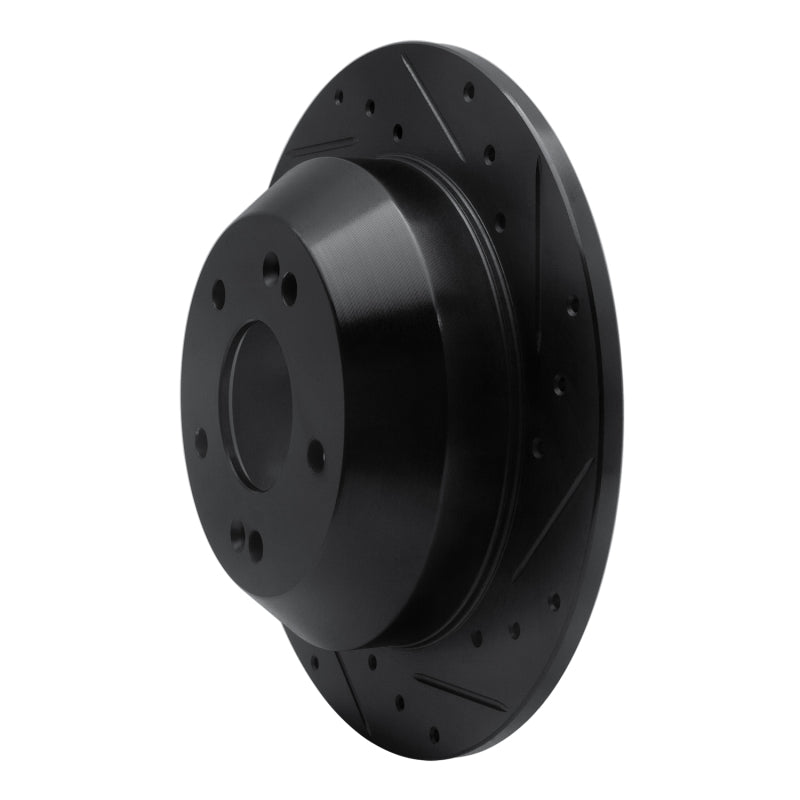 R1 10-21 Hyundai Santa Fe XL Rear Right Drilled & Slotted Black Brake Rotor