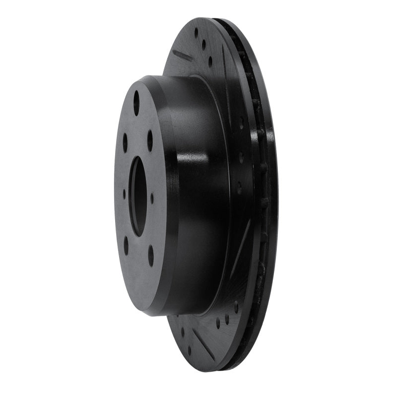 R1 82-85 Toyota Celica Rear Right Drilled & Slotted Black Brake Rotor