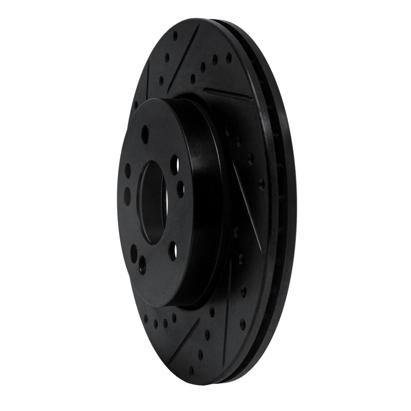 R1 90-95 Mercedes-Benz E320 Front Left Drilled & Slotted Black Brake Rotor