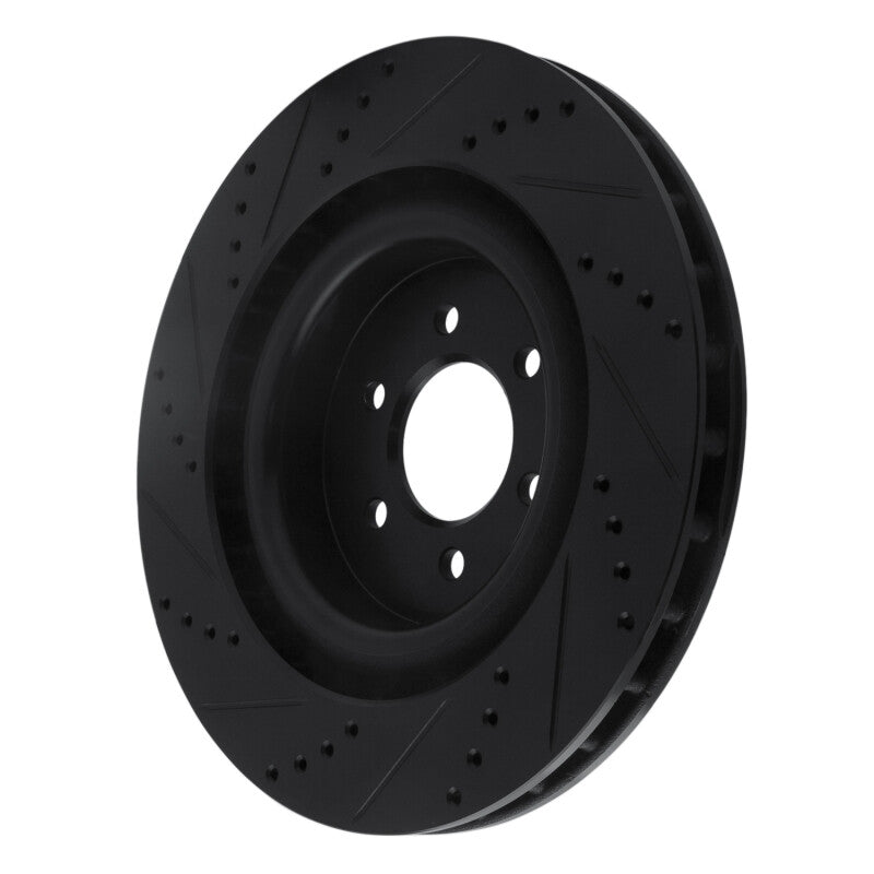 R1 03-17 Dodge Viper Rear Right Drilled & Slotted Black Brake Rotor