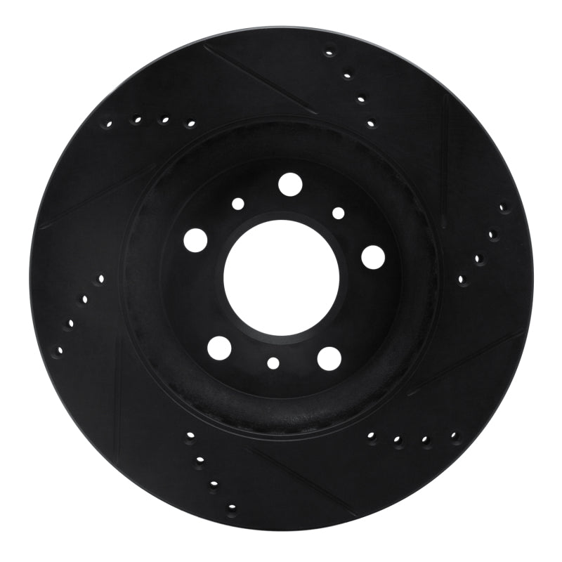 R1 04-09 Buick Allure Front Left Drilled & Slotted Black Brake Rotor