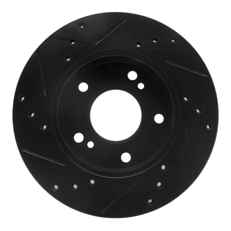 R1 96-98 Nissan 240SX Front Right Drilled & Slotted Black Brake Rotor