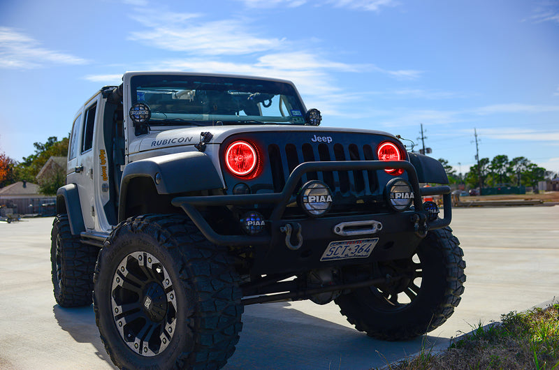 Oracle 07-17 Jeep Wrangler Surface Mount LED Headlight Halo Kit - Red