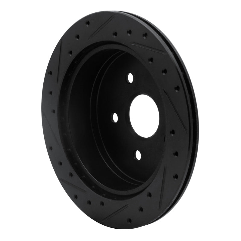 R1 86-97 Toyota Previa Rear Right Drilled & Slotted Black Brake Rotor