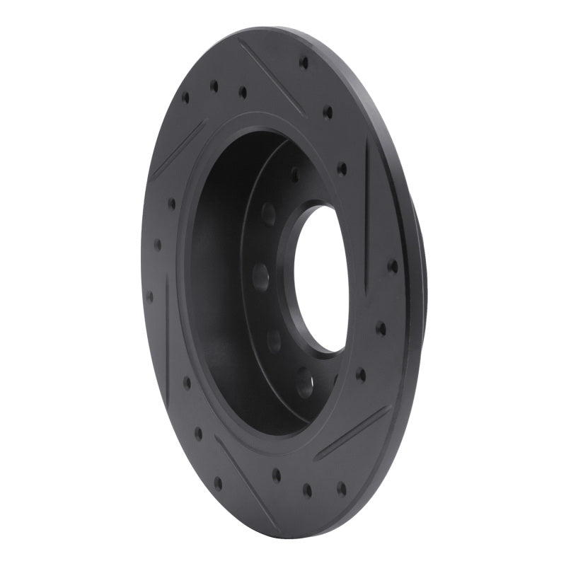 R1 03-08 Hyundai Tiburon Rear Left Drilled & Slotted Black Brake Rotor