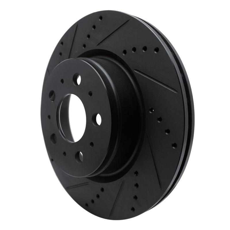 R1 17-25 Tesla Model 3 Front Left Drilled & Slotted Black Brake Rotor