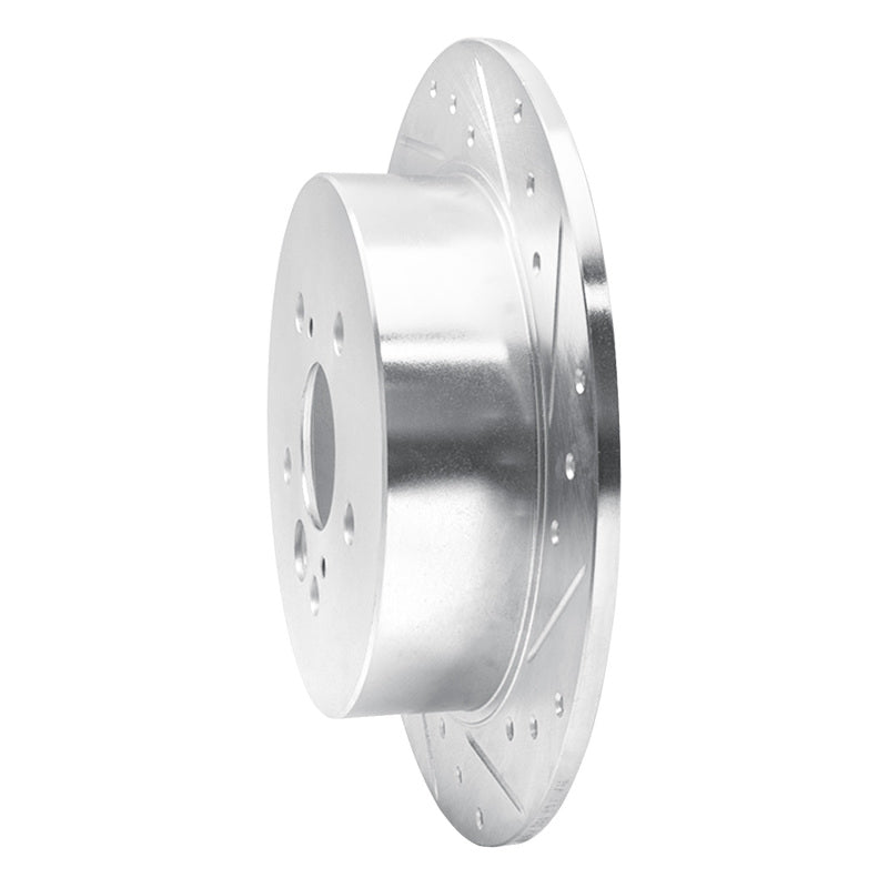 R1 04-05 Toyota RAV4 Rear Right Drilled & Slotted Silver Brake Rotor