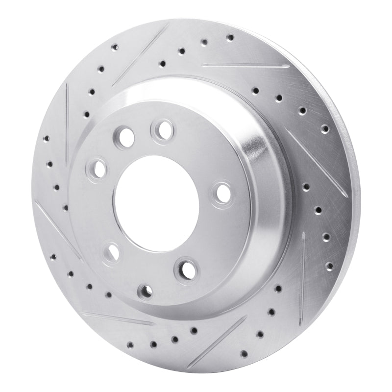 R1 03-18 Audi Q7 Rear Left Drilled & Slotted Silver Brake Rotor