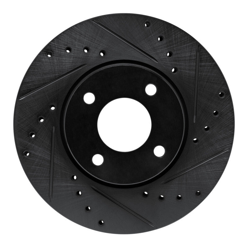 R1 17-25 Nissan Versa Front Right Drilled & Slotted Black Brake Rotor