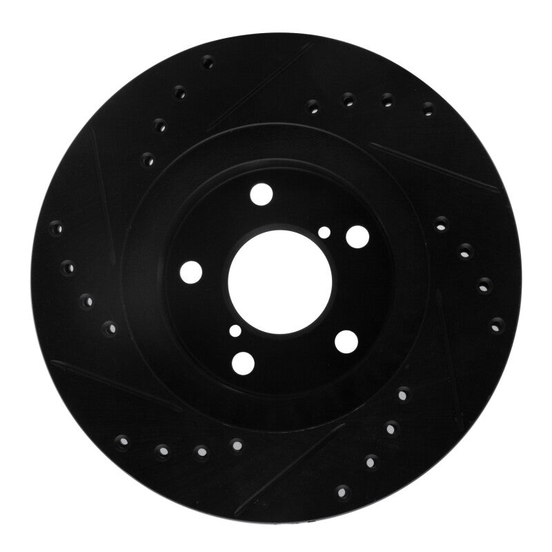 R1 90-01 Subaru Impreza Front Right Drilled & Slotted Black Brake Rotor