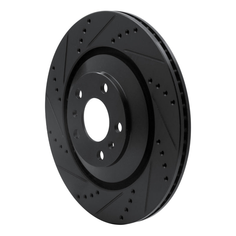 R1 04-18 Audi S8 Rear Left Drilled & Slotted Black Brake Rotor