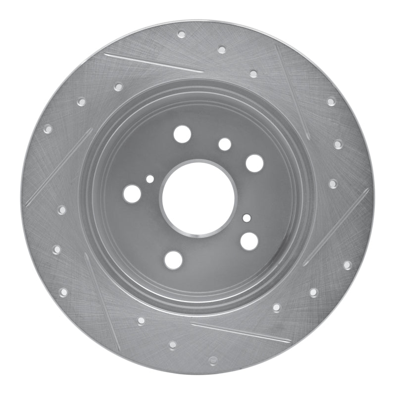 R1 99-03 Lexus RX300 Rear Left Drilled & Slotted Silver Brake Rotor
