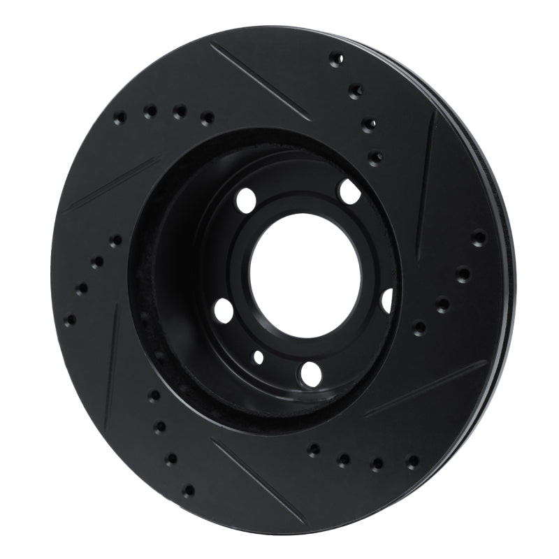R1 82-90 Volvo 760 Series Front Left Drilled & Slotted Black Brake Rotor