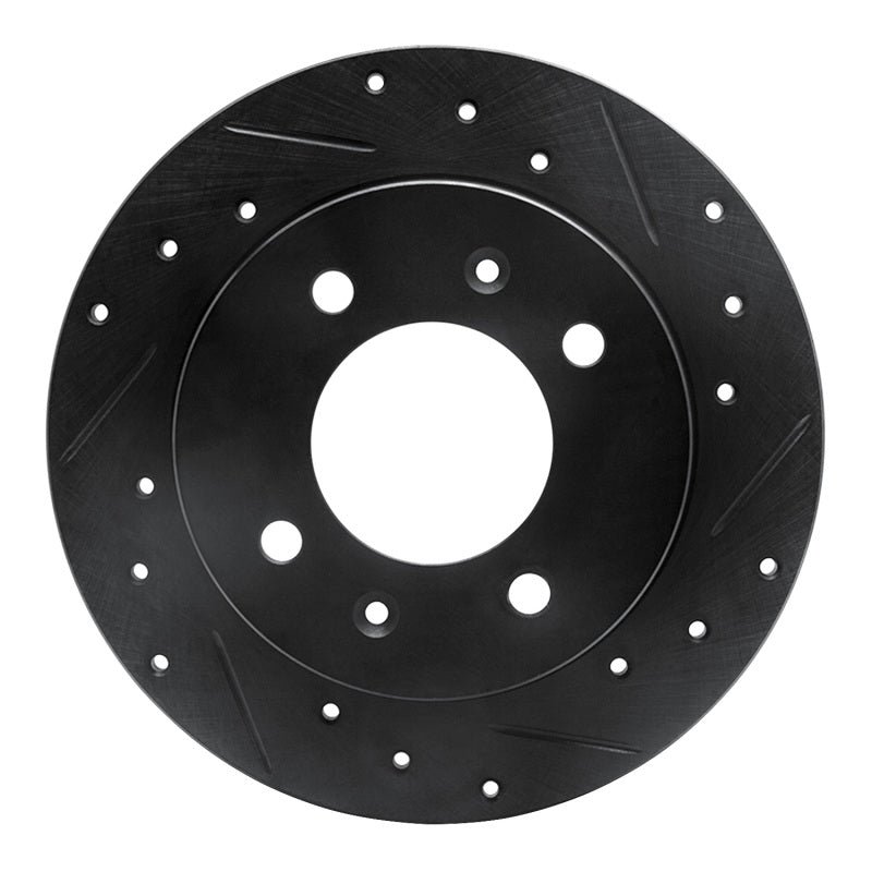 R1 97-06 Hyundai Tiburon Rear Right Drilled & Slotted Black Brake Rotor