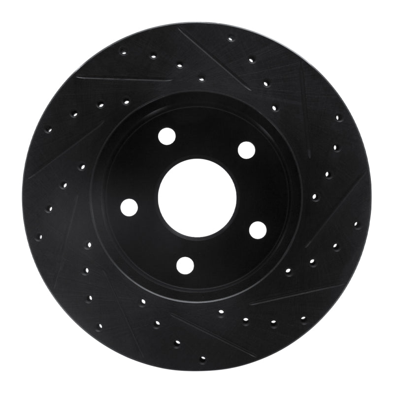 R1 99-04 Jeep Grand Cherokee Front Left Drilled & Slotted Black Brake Rotor