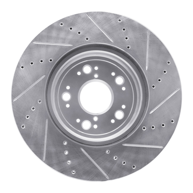 R1 1995-2000 Lexus LS400 Front Left Drilled & Slotted Silver Brake Rotor