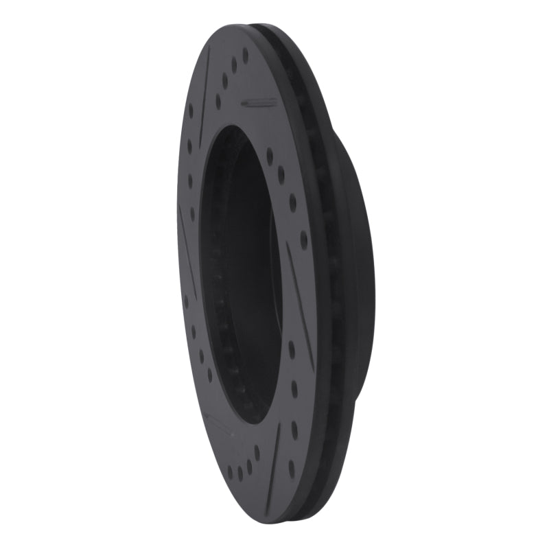 R1 99-05 Toyota Echo Front Right Drilled & Slotted Black Brake Rotor