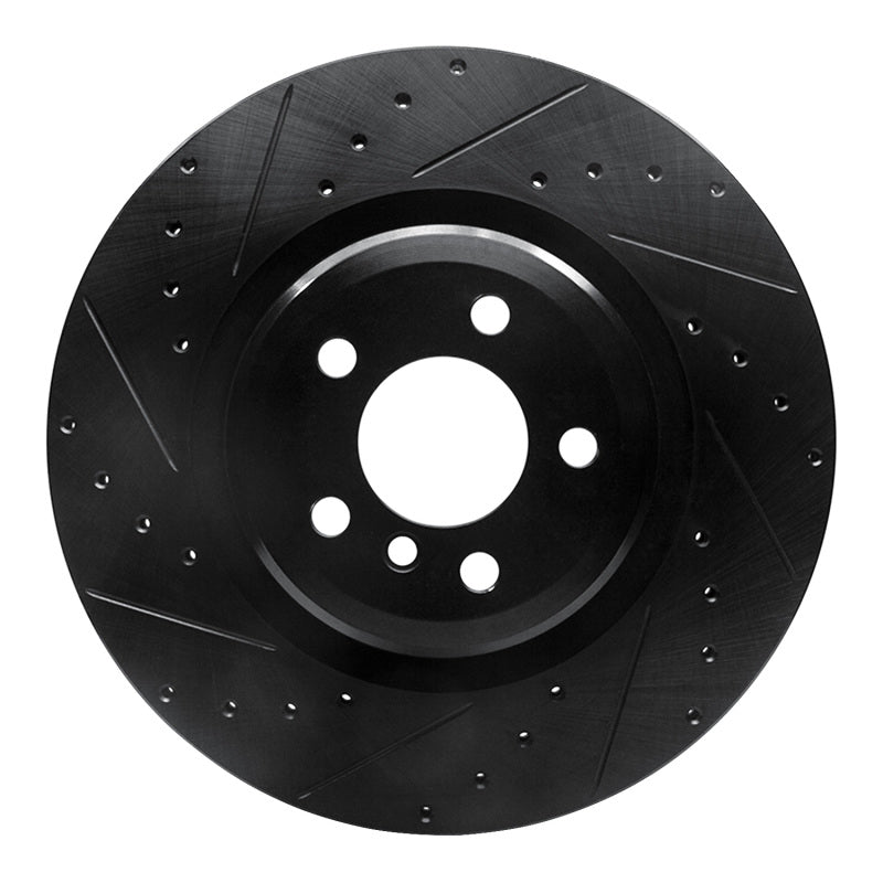 R1 09-19 BMW 750LI Rear Left Drilled & Slotted Black Brake Rotor