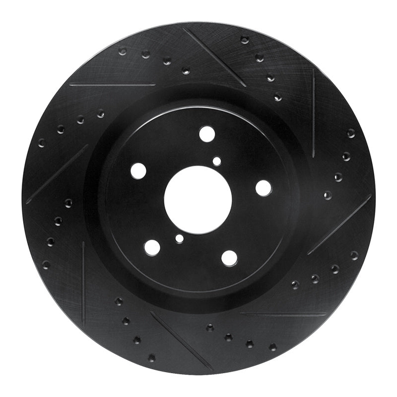 R1 -24 Subaru Forester Front Right Drilled & Slotted Black Brake Rotor