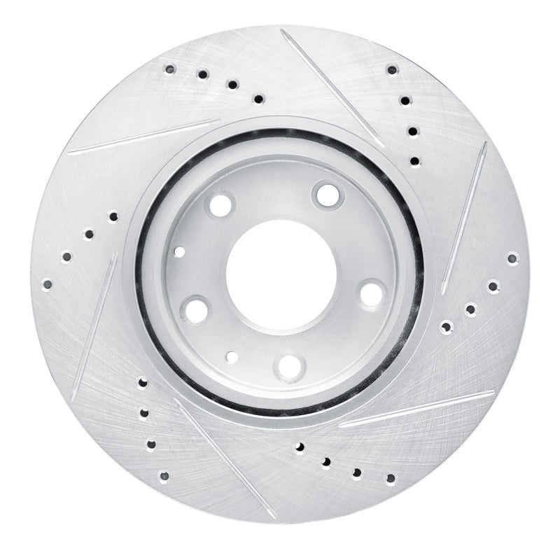 R1 2019-2025 Mazda 3 Front Left Drilled & Slotted Silver Brake Rotor