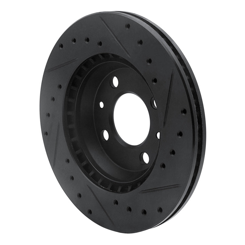 R1 87-93 Saab 9000 Front Left Drilled & Slotted Black Brake Rotor