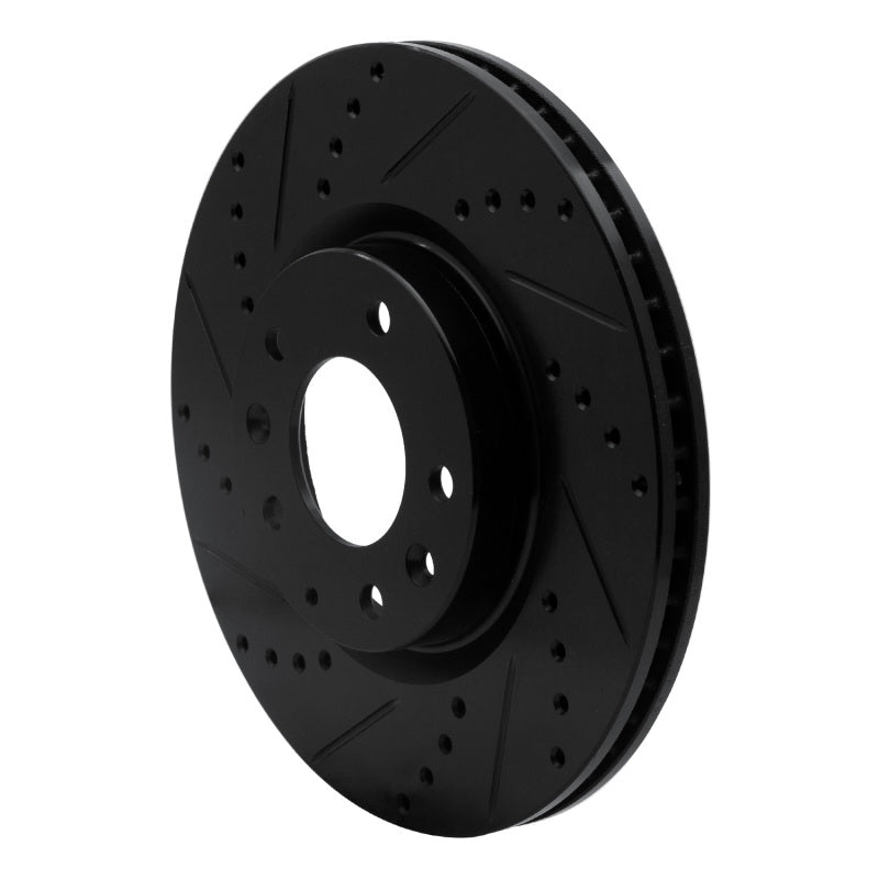 R1 04-08 Mazda RX-8 Front Left Drilled & Slotted Black Brake Rotor