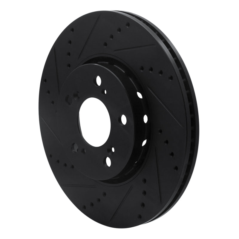 R1 14-20 Acura RLX Front Left Drilled & Slotted Black Brake Rotor