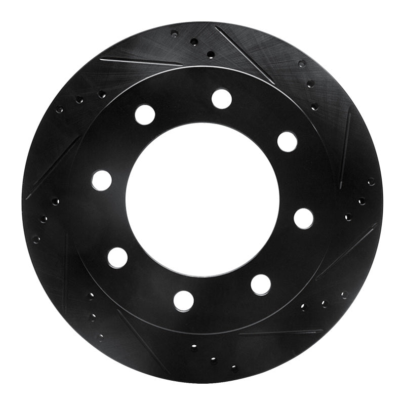 R1 99-05 Ford F-350 Super Duty 2WD Rear Right Drilled & Slotted Black Brake Rotor