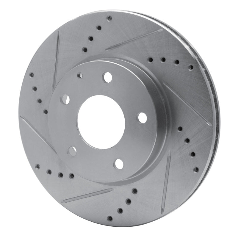 R1 14-24 Mazda CX-3 Front Left Drilled & Slotted Silver Brake Rotor