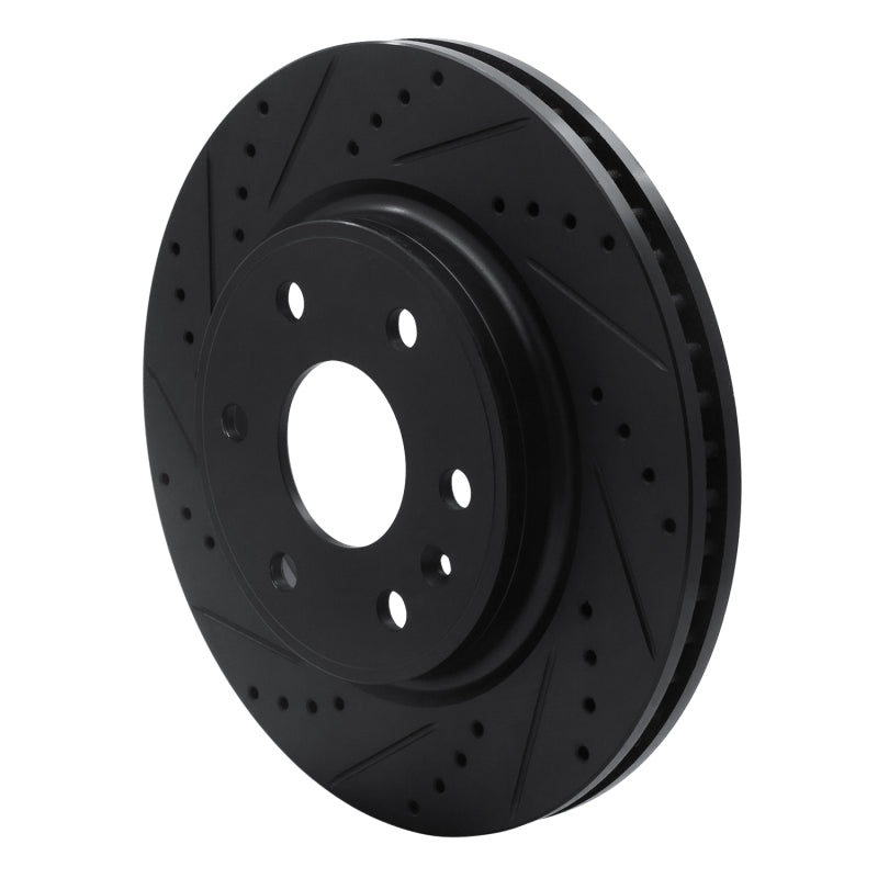 R1 07-17 Buick Enclave Front Left Drilled & Slotted Black Brake Rotor