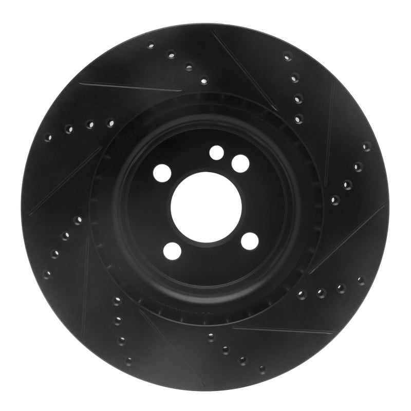 R1 09-14 Mini Cooper (Excl Clubman) Front Left Drilled & Slotted Black Brake Rotor