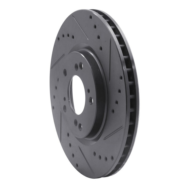 R1 00-09 Honda S2000 Front Right Drilled & Slotted Black Brake Rotor