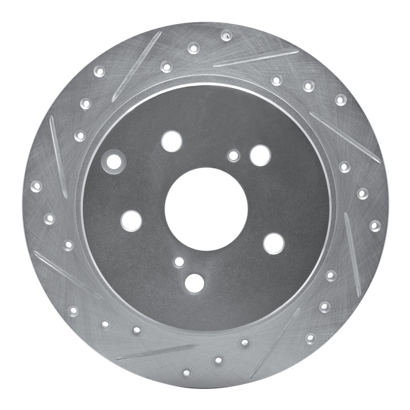 R1 12-20 Toyota Mirai Rear Left Drilled & Slotted Silver Brake Rotor