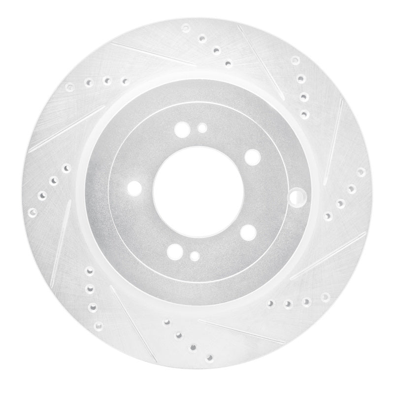R1 08-15 Mitsubishi Lancer Rear Right Drilled & Slotted Silver Brake Rotor