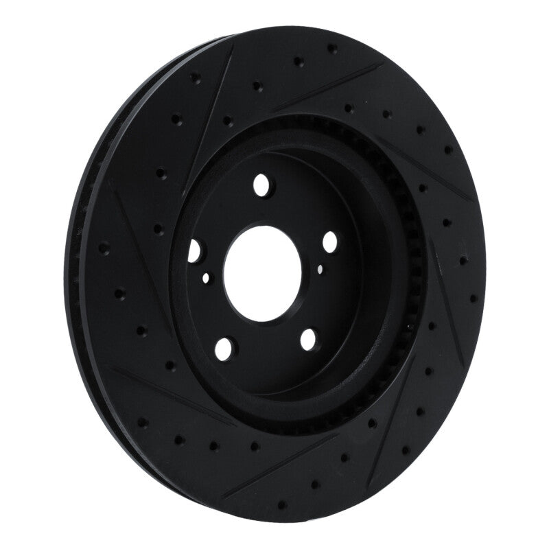 R1 18-25 Lexus UX250h Front Right Drilled & Slotted Black Brake Rotor
