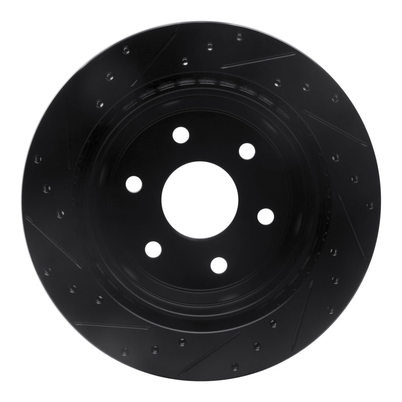 R1 00-14 Cadillac Escalade ESV Rear Right Drilled & Slotted Black Brake Rotor