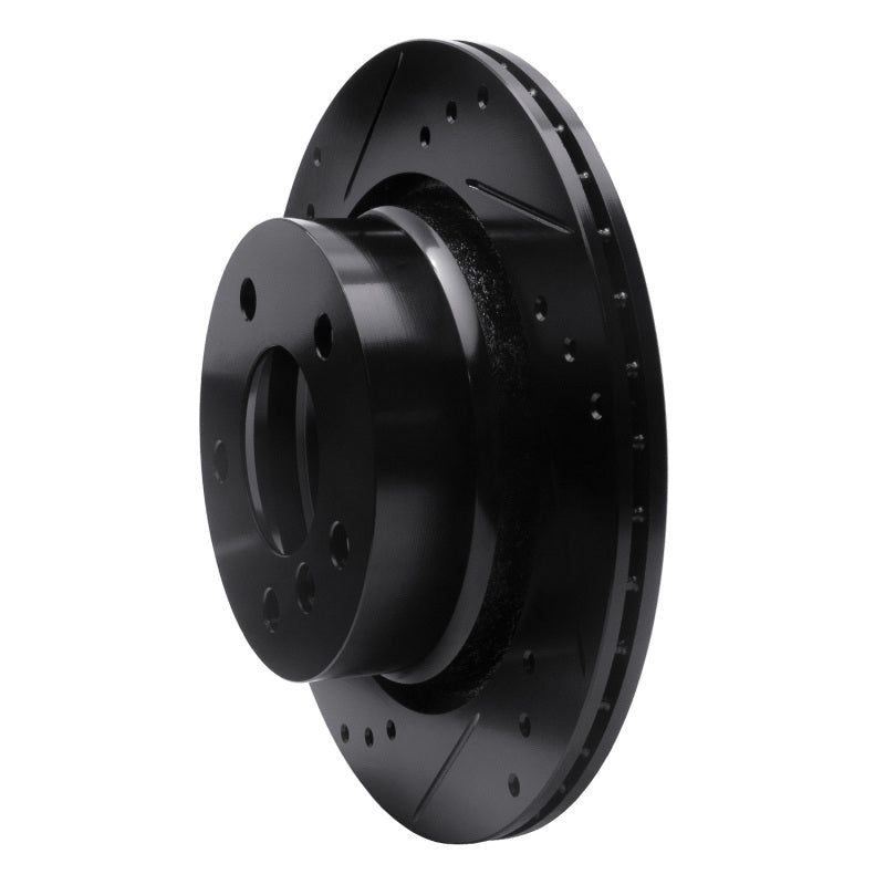 R1 03-08 BMW Z4 Rear Left Drilled & Slotted Black Brake Rotor