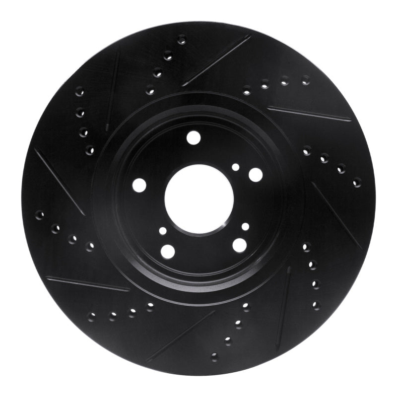 R1 16-22 Acura ILX Front Right Drilled & Slotted Black Brake Rotor
