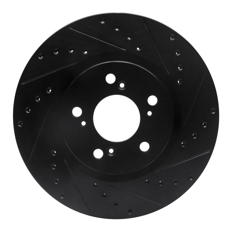 R1 05-12 Acura RL Front Right Drilled & Slotted Black Brake Rotor