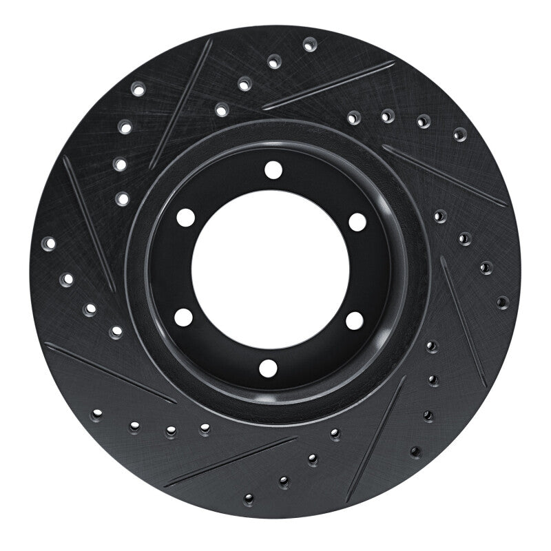 R1 1986-1995 Toyota 4Runner Front Right Drilled & Slotted Black Brake Rotor