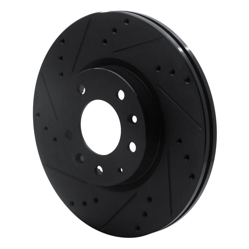 R1 06-13 Ford Fusion Front Left Drilled & Slotted Black Brake Rotor