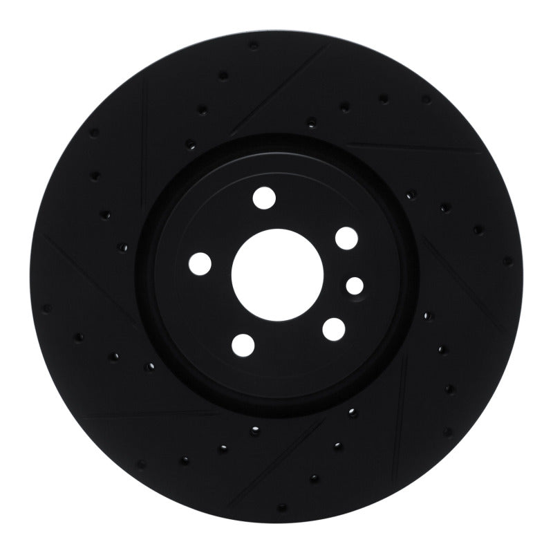 R1 2017-2020 Jaguar F-Pace Front Left Drilled & Slotted Black Brake Rotor