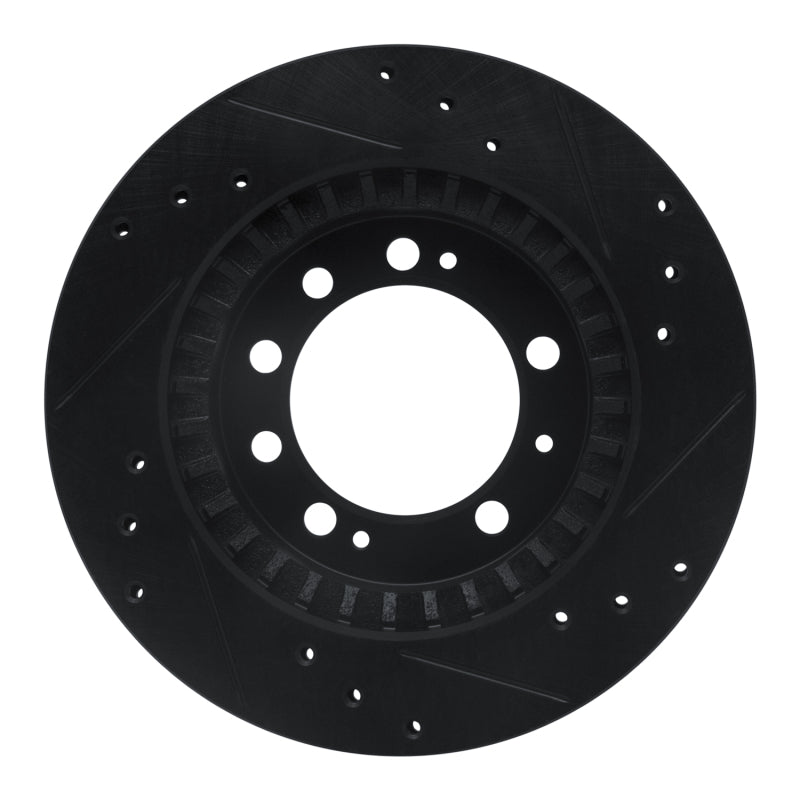 R1 83-89 Chrysler Conquest Rear Left Drilled & Slotted Black Brake Rotor