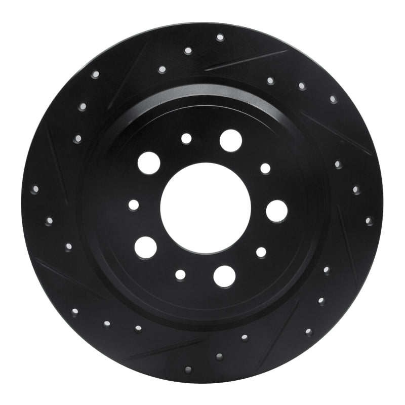 R1 99-09 Volvo V70 Rear Left Drilled & Slotted Black Brake Rotor