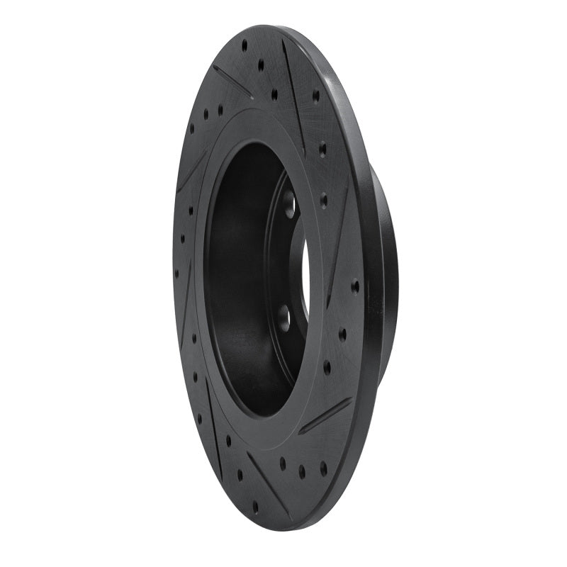 R1 11-16 Mini Cooper Paceman Rear Left Drilled & Slotted Black Brake Rotor