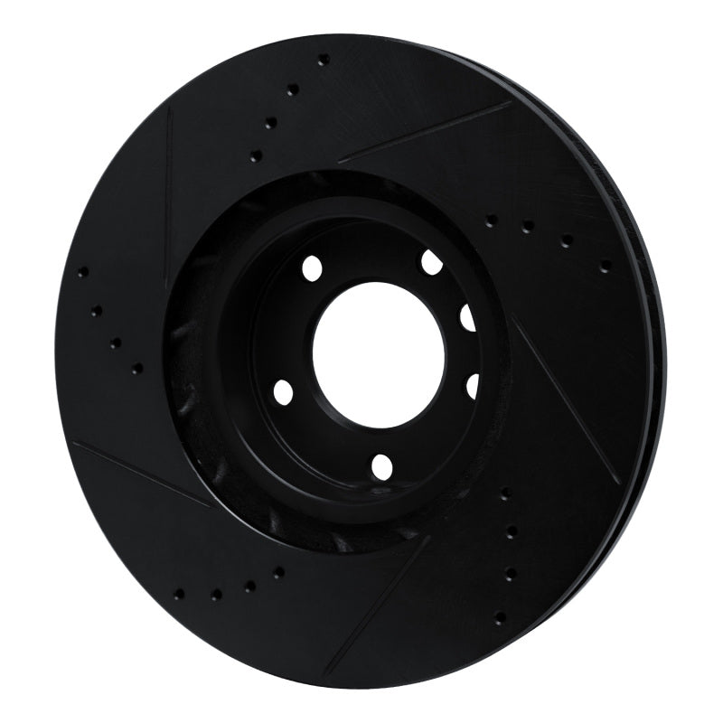 R1 2011-2018 Porsche Cayenne Left Front Drilled & Slotted Black Brake Rotor
