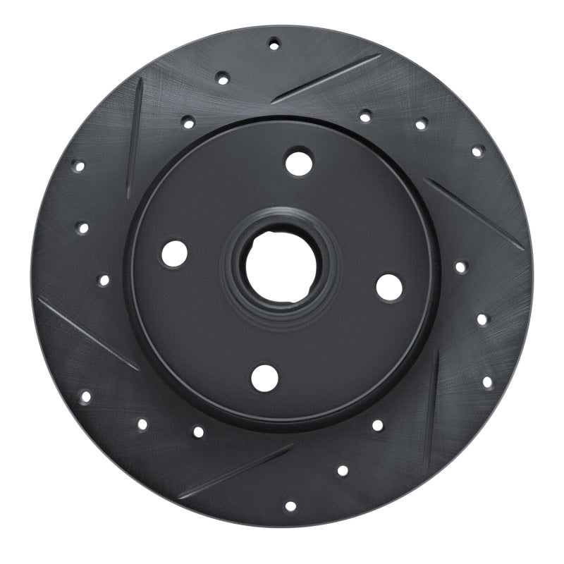 R1 76-84 Porsche 924 Front Left Drilled & Slotted Black Brake Rotor