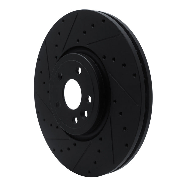 R1 2017-2020 Jaguar F-Pace Front Left Drilled & Slotted Black Brake Rotor