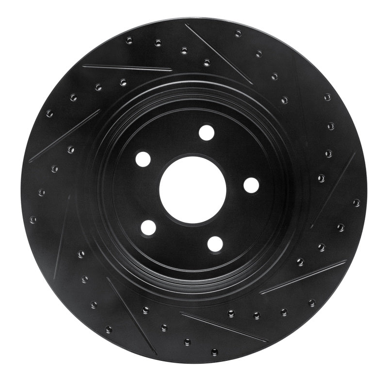 R1 06-10 Jeep Grand Cherokee Rear Left Drilled & Slotted Black Brake Rotor